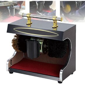 Shoe Polisher Machine Fully Automatic,Electric Shoe Buffer Dust Removal Polishing Electric Leather Shoe Shine Machine with Double Combination Brush(Yellow) in Saudi Arabia