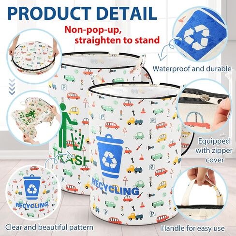 2 Pcs 30 Gallon Collapsible Pop up Trash Can Portable Camping Garbage Can with Zippered Lid Rv Reusable Camping Trash Bag Laundry Hamper for Camping Yard Waste Bag Leaf Bag Toy Bin in Saudi Arabia