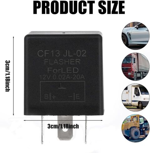 CF13 LED Flasher Relay for Turn Signal, 12V Universal Car Blinker Relay for Fixing Hyper Flash & Turn Signal Flickering, Compatible with Cars Trucks SUVs Accessories in Kuwait