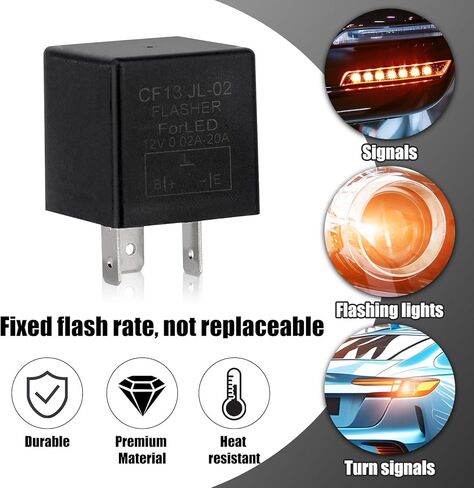 CF13 LED Flasher Relay for Turn Signal, 12V Universal Car Blinker Relay for Fixing Hyper Flash & Turn Signal Flickering, Compatible with Cars Trucks SUVs Accessories in Kuwait