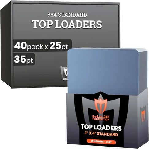 Max Protection 35pt Top Loaders for Cards - Premium 3x4 Inch Trading Card Toploaders - Protect Your Baseball and Sports Cards with These Crystal Clear Hard Plastic Sleeves Protectors (100 Toploaders) in Saudi Arabia
