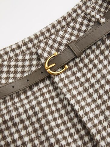 تنانير نبيذ التفاح للنساء تنانير منقوشة مع مزيج من القطن حزام منتصف الخصر تنورة طويلة تنورة طويلة in Kuwait