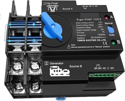 Din Rail ATS 110V 120V Dual Power Automatic Transfer Electrical Selector Switch Uninterrupted 2P 63A 100A 125A(100A) in Saudi Arabia