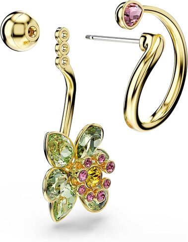 Swarovski Idyllia drop earrings, Asymmetrical design, Mixed cuts, Flower, Multicolored, Gold-tone finish in Saudi Arabia