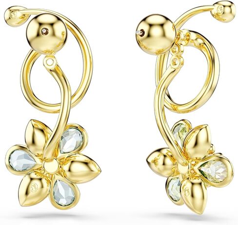 Swarovski Idyllia drop earrings, Asymmetrical design, Mixed cuts, Flower, Multicolored, Gold-tone finish in Saudi Arabia