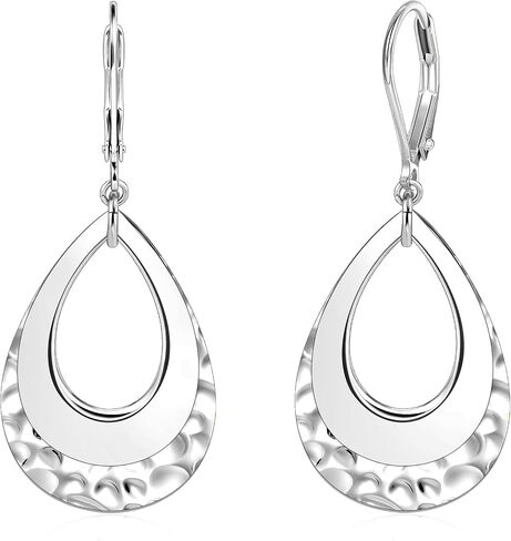925 Sterling Silver Teardrop Dangle أقراط للنساء طبقة متدلية قطرة تتدلى من المجوهرات Hypoallergenic Boho Teardrop Leverback Dangle Elings for Jewelry Gifts in Kuwait
