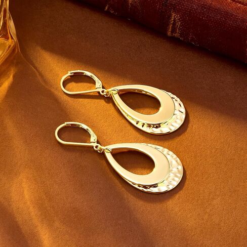 925 Sterling Silver Teardrop Dangle أقراط للنساء طبقة متدلية قطرة تتدلى من المجوهرات Hypoallergenic Boho Teardrop Leverback Dangle Elings for Jewelry Gifts in Kuwait
