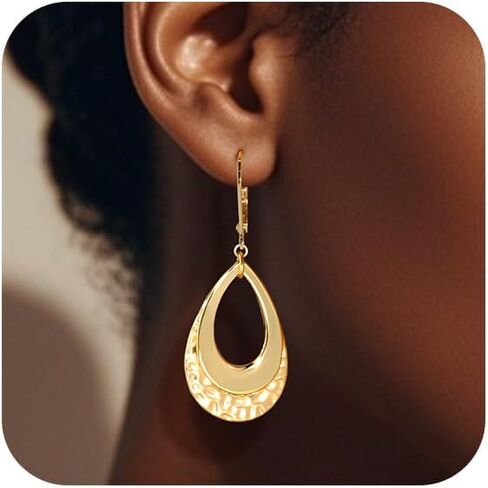 925 Sterling Silver Teardrop Dangle أقراط للنساء طبقة متدلية قطرة تتدلى من المجوهرات Hypoallergenic Boho Teardrop Leverback Dangle Elings for Jewelry Gifts in Kuwait