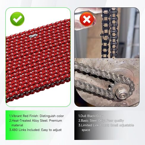 سلسلة أسطوانة 25H 10 أقدام 480 روابط متوافقة مع Razor MX350 MX500 MX650 دراجة الصواريخ الترابية E100 E300 SCOUTER 47CC 49CC 2-Stroke Pocket Bike ATV Quad Go Kart Parts مع سلسلة الكسارة in Saudi Arabia