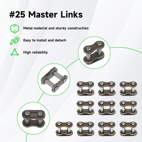 سلسلة أسطوانة 25H 10 أقدام 480 روابط متوافقة مع Razor MX350 MX500 MX650 دراجة الصواريخ الترابية E100 E300 SCOUTER 47CC 49CC 2-Stroke Pocket Bike ATV Quad Go Kart Parts مع سلسلة الكسارة in Saudi Arabia