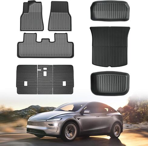 Floor Mat for New Model Y Juniper 2025 2026 9PCS Floor Mats with Second Row Seat Back Mats for Tesla Model Y All Weather TPE Model Y Floor Mats Accessories-(Only for Model Y Juniper) in Saudi Arabia