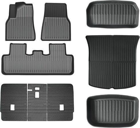 Floor Mat for New Model Y Juniper 2025 2026 9PCS Floor Mats with Second Row Seat Back Mats for Tesla Model Y All Weather TPE Model Y Floor Mats Accessories-(Only for Model Y Juniper) in Saudi Arabia