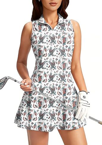 Women's Golf Sleeveless Zipper Dresses with Built in Shorts in Saudi Arabia