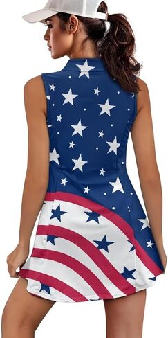 Biyejit Women's Tennis Golf Dresses Zip Up Workout Athletic Sleeveless Dress with Shorts and Pocket Pickleball Outfits in Kuwait
