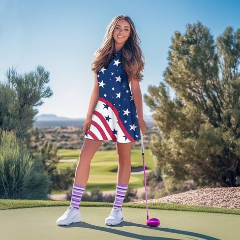 Biyejit Women's Tennis Golf Dresses Zip Up Workout Athletic Sleeveless Dress with Shorts and Pocket Pickleball Outfits in Kuwait