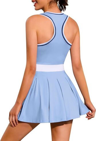 Tennis Dresses for Women with Built in Shorts and Bra Half Zip Sleeveless Workout Golf Outfits Athletic Skirts in Saudi Arabia