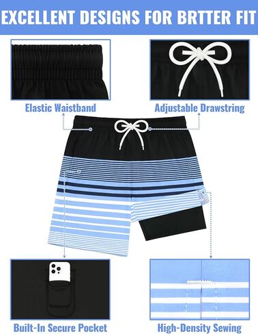 Sarfel Mens Swim Trunks with Compression Liner 9'' Quick Dry Mens Bathing Suit 9 Inch Inseam Men's Board Shorts Men Swimsuit in Saudi Arabia
