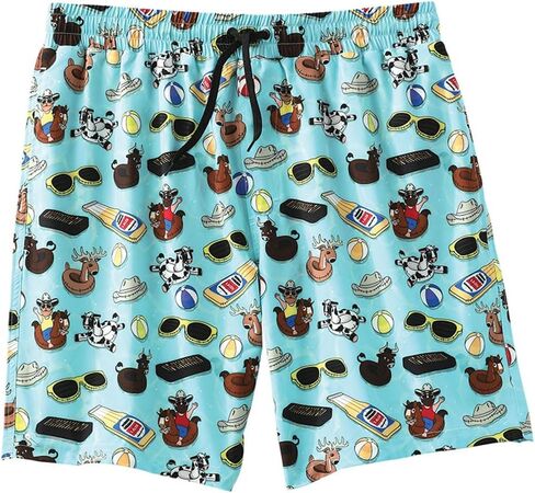 Cinch Men's Swim Trunks - Blue Cowboy Rodeo Print in Saudi Arabia
