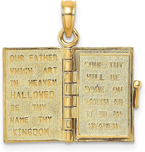 3D Blue Monamel Bible Book Pages Charm in REAL 14K Yellow Gold 18 mm × 18 مم in Saudi Arabia