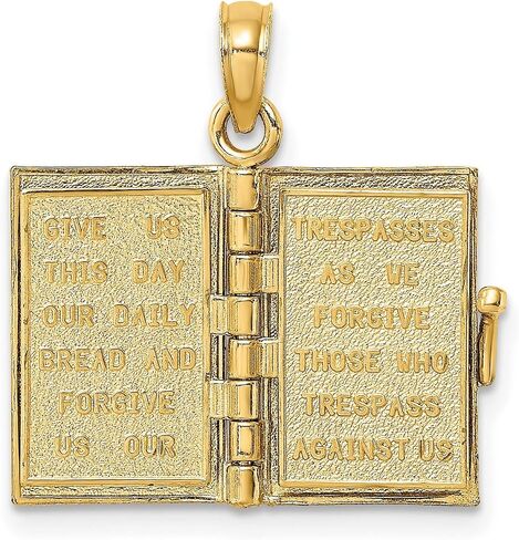 3D Blue Monamel Bible Book Pages Charm in REAL 14K Yellow Gold 18 mm × 18 مم in Saudi Arabia