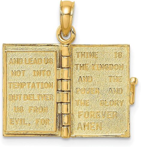 3D Blue Monamel Bible Book Pages Charm in REAL 14K Yellow Gold 18 mm × 18 مم in Saudi Arabia