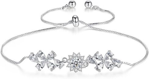 Pear/Round Cut White Moissanite Links Bracelet for Women, Snowflake Design, Ideal Gift for Christmas or Birthday in Saudi Arabia