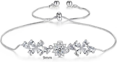 Pear/Round Cut White Moissanite Links Bracelet for Women, Snowflake Design, Ideal Gift for Christmas or Birthday in Saudi Arabia