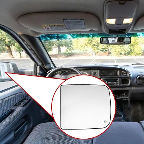 Driver Left Side Mirror Glass Rearview Mirror Glass Power Heated for Ram 1500 2500 3500 2010-2015 Replacement 68067727AA in Kuwait