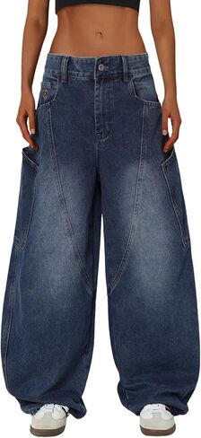 Aelfric Eden Mens Jeans Big Pocket Barrel Pants فضفاضة فضفاضة كبيرة الحجم الواسعة جان الهيب هوب هوب Y2K الدنيم بانت الشارع in Saudi Arabia