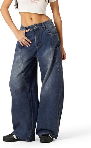 Aelfric Eden Mens Jeans Big Pocket Barrel Pants فضفاضة فضفاضة كبيرة الحجم الواسعة جان الهيب هوب هوب Y2K الدنيم بانت الشارع in Saudi Arabia