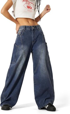 Aelfric Eden Mens Jeans Big Pocket Barrel Pants فضفاضة فضفاضة كبيرة الحجم الواسعة جان الهيب هوب هوب Y2K الدنيم بانت الشارع in Saudi Arabia