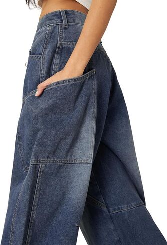 Aelfric Eden Mens Jeans Big Pocket Barrel Pants فضفاضة فضفاضة كبيرة الحجم الواسعة جان الهيب هوب هوب Y2K الدنيم بانت الشارع in Saudi Arabia