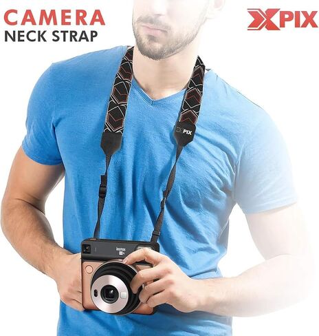 كاميرا Fujifilm instax Square SQ6 الفورية (أزرق معدني) + 20 ورقة فيلم مربع فوري + حزام كاميرا Xpix + قماش من الألياف (ضمان الولايات المتحدة الأمريكية) in Saudi Arabia