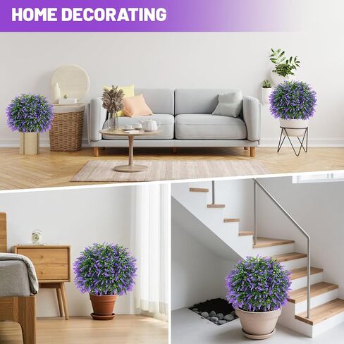 3FT Artificial Lavender Topiary Trees with Spike, 2 Pack UV Resistant Artificial Outdoor Shrubs Fake Bushes, Fake Plants for Indoor Outdoor Front Porch Garden Decor in Kuwait