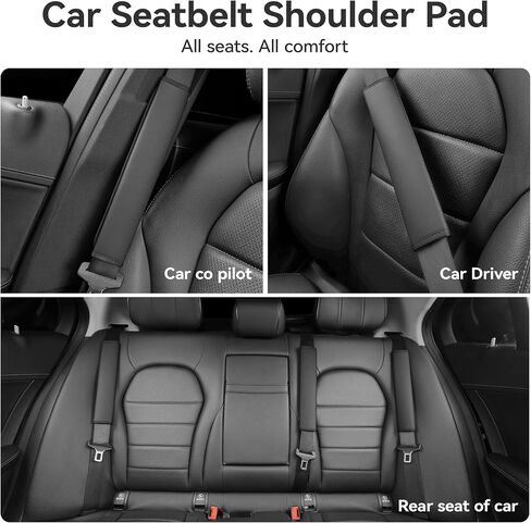 2PS seat Belt Cover pad,Faux Leather Seatbelt Covers Strap Shoulder Cushion for Driver Accessories,Backpack, Shoulder Bag (Black) in Saudi Arabia