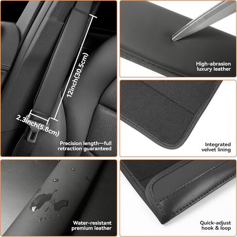 2PS seat Belt Cover pad,Faux Leather Seatbelt Covers Strap Shoulder Cushion for Driver Accessories,Backpack, Shoulder Bag (Black) in Saudi Arabia
