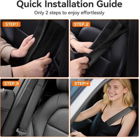 2PS seat Belt Cover pad,Faux Leather Seatbelt Covers Strap Shoulder Cushion for Driver Accessories,Backpack, Shoulder Bag (Black) in Saudi Arabia