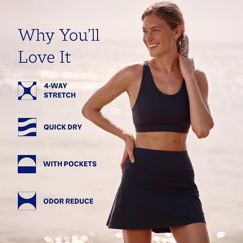 Fair Harbor The Corliss Skort –– Women's Athletic Skort –– Quick Dry Fabric with Invisible Zipper Pockets in Saudi Arabia