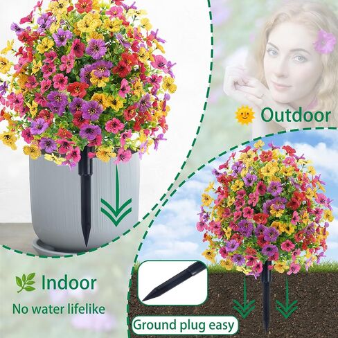 23.6" Purple Faux Flowers for Outdoor Planters, Artificial Flowers for Outdoors UV Resistant Topiary Ball Trees, Faux Bushes with Ground Stake,Greenery Fake Plants for Garden Front Porch Decorations in Saudi Arabia