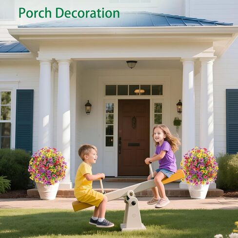 23.6" Purple Faux Flowers for Outdoor Planters, Artificial Flowers for Outdoors UV Resistant Topiary Ball Trees, Faux Bushes with Ground Stake,Greenery Fake Plants for Garden Front Porch Decorations in Saudi Arabia