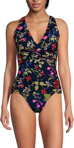 Lands' End Women's D-Cup V-Neck Plunge X Back Tankini Top in Saudi Arabia