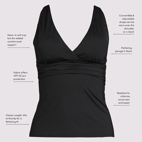 LANDS 'END WIND D-CUP V-NECK PRANGED X Back Tankini Top in Saudi Arabia