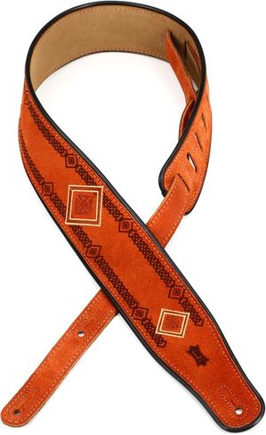 Levy's Leathers 2 1/2" Suede Guitar Strap with Embroidered and Printed Design, Suede Backing (MSS3EP-003) in Saudi Arabia