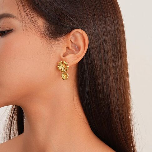 Sylph14K مطلية بالذهب كبير مكتنزة القلب أقراط للنساء العصرية 925 فضة أقراط بيان القرط سحر مجوهرات هدايا للنساء أمي الفتيات in Kuwait