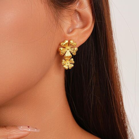 Sylph14K مطلية بالذهب كبير مكتنزة القلب أقراط للنساء العصرية 925 فضة أقراط بيان القرط سحر مجوهرات هدايا للنساء أمي الفتيات in Kuwait