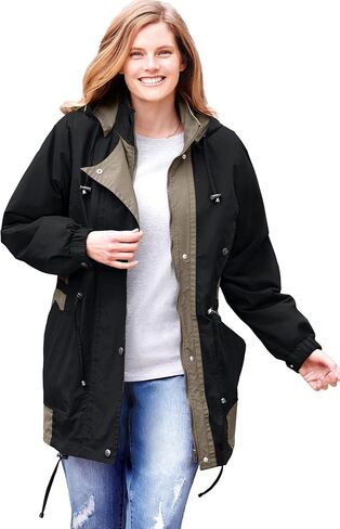 Woman Within Plus Size Colorblocked Taslon Anorak in Saudi Arabia