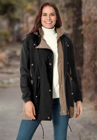 Woman Within Plus Size Colorblocked Taslon Anorak in Saudi Arabia