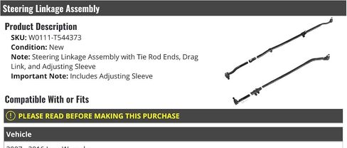 Steering Linkage Assembly with Adjusting Sleeve - Compatible with 2007-2016 Jeep Wrangler in Saudi Arabia