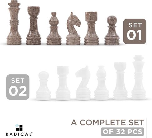 Radicaln Marble Chess Figures 3.5'' Inches White and Green Handmade Marble Chess Pieces for Chess Set Board Game - Chess Figures, Chess Board - Travel Set Chess Figure in Saudi Arabia
