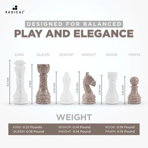 Radicaln Marble Chess Figures 3.5'' Inches White and Green Handmade Marble Chess Pieces for Chess Set Board Game - Chess Figures, Chess Board - Travel Set Chess Figure in Saudi Arabia